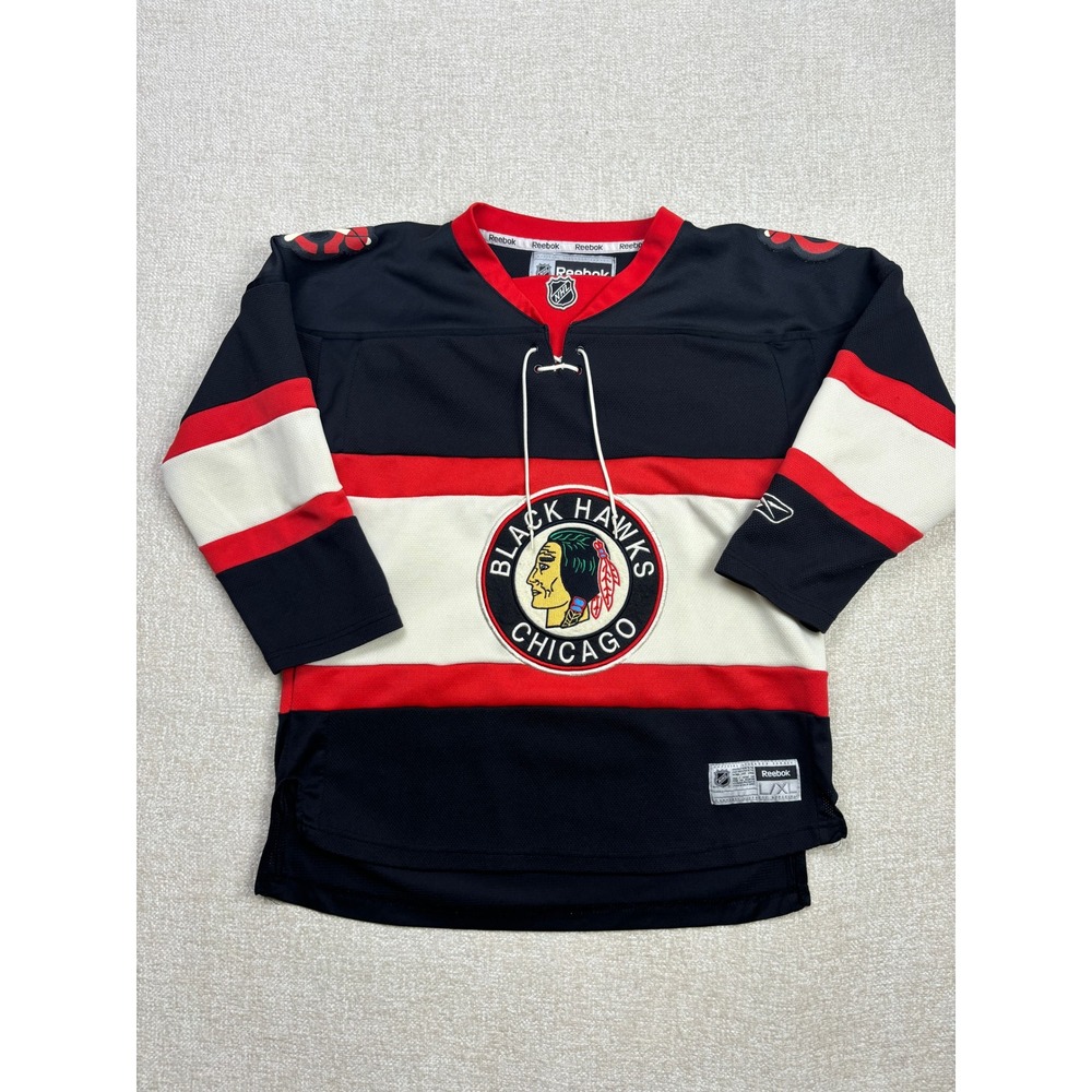 Reebok Chicago Blackhawks NHL Youth Jersey Black Red White L/XL